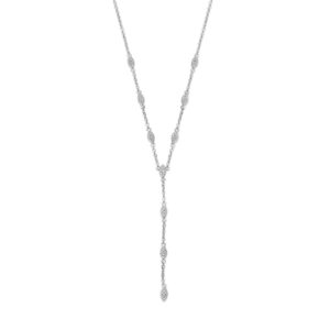 Ketting in gerhodineerd zilver bezet met zirconia