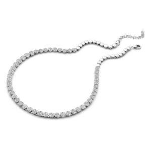 Ketting in gerhodineerd zilver bezet met zirconia