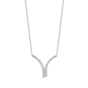 Ketting in gerhodineerd zilver bezet met zirconia