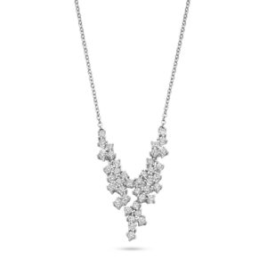 Ketting in gerhodineerd zilver bezet met zirconia