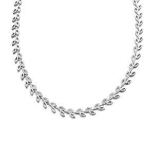 Ketting in gerhodineerd zilver bezet met zirconia