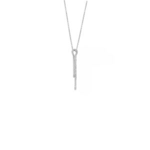 Ketting in gerhodineerd zilver bezet met zirconia
