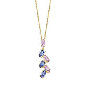 Goldplated ketting bezet met kleurstenen