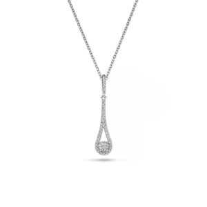 Ketting in gerhodineerd zilver bezet met zirconia
