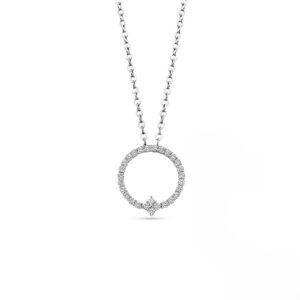Ketting in gerhodineerd zilver bezet met zirconia