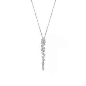 Ketting in gerhodineerd zilver bezet met zirconia