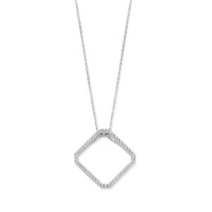 Ketting in gerhodineerd zilver bezet met zirconia