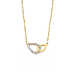 Ketting in goldplated zilver bezet met zirconia
