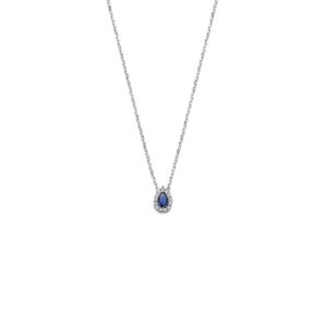 Zilver kettinkje uitgevoerd met saffier en zirkonia