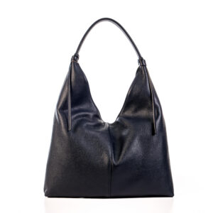 Lederen donkerblauwe handtas