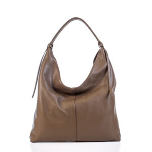 Lederen handtas taupe