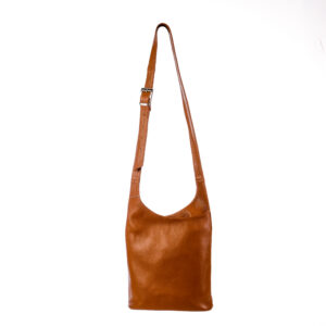 Lederen handtas camel